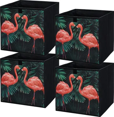 Produktbild von Lavita Storage Box | faltbare Aufbewahrung Boxen 31 x 31 x 31 cm | Schubladen-Organizer Box| Ordnungssysteme für Kleidung | Kleideraufbewahrung & Organisation | Flamingos | 4 stück