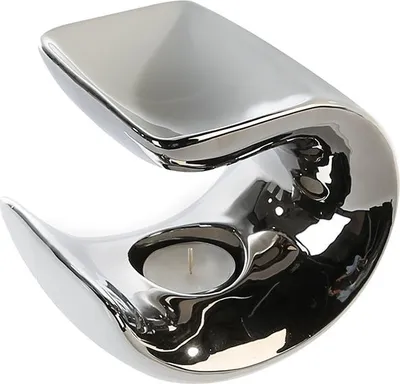 Produktbild von Casablanca Aromabrenner Curve weiss/silber H.13cm Höhe: 14 cm Breite: 13.50 cm Tiefe: 10.50cm 36926