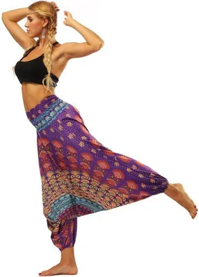 Produktbild von Jumada's - Yogahose - Baggyhose - Haremshose - Bequem - Größe L - Lila/Mehrfarbig