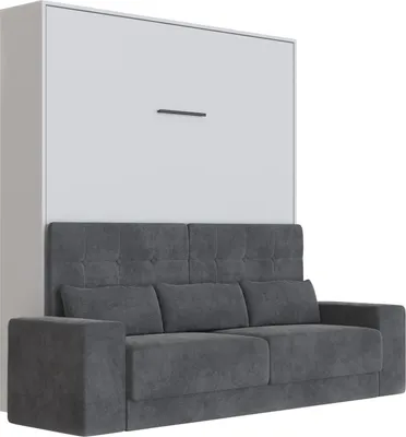 Produktbild von SMARTBett Schrankbett M1 140x200 Vertikal Perlgrau mit Sofa