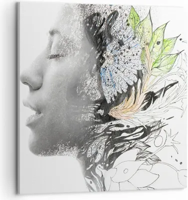 Produktbild von Bild auf Leinwand - Leinwandbild - Frau Abstraktion - 50x50cm - Wand Bild - Wanddeko - Wandbilder - Leinwanddruck - Bilder - Kunstdruck - Wanddekoration - Leinwand bilder - Wandkunst - AC50x50-3964