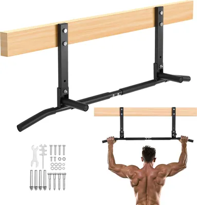 Image de Barre de traction VEVOR pour montage au plafond, Pull up Bar pour montage au plafond pour la salle de fitness à domicile, tractions avec plusieurs poignées, station d'entraînement multifonctionnelle de 107 cm de large en acier, 200 kg