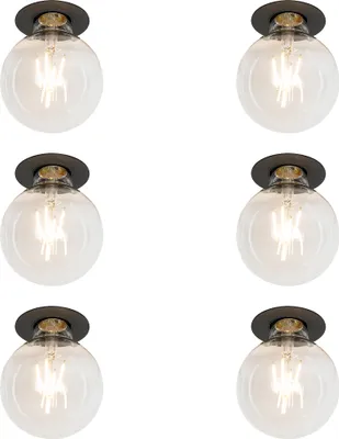 Produktbild von QAZQA - 6er-Set moderne Einbaustrahler schwarz - Insight I Wohnzimmer I Schlafzimmer - Aluminium - LED geeignet E27