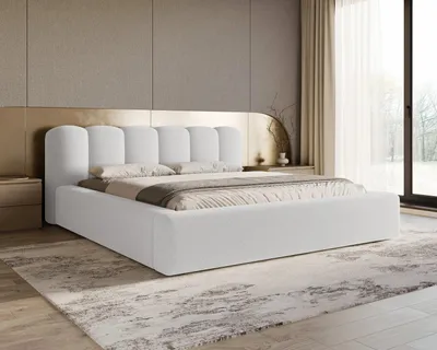 Image de Chilly Möbel Design Lit Capri - Lit rembourré confort avec coffre, cadre en métal et tête de lit rembourrée 180x200 cm / Bouclé / Blanc