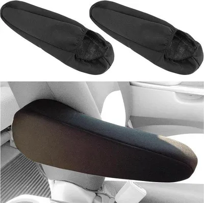 Image de Lot de 2 accoudoirs de voiture, noir - revêtement souple et élastique - Accessoires pour l'intérieur de voiture.
