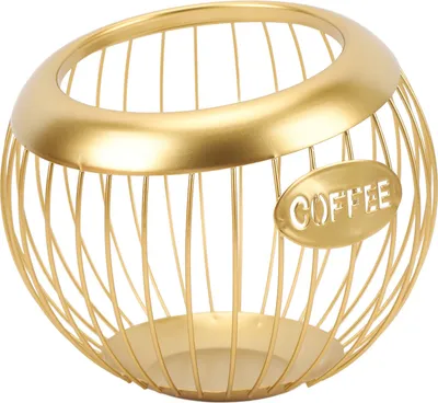 Image de Panier de stockage de dosettes de café en fer de grande capacité pour bar à café, comptoir, bureau, or