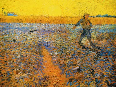 Produktbild von Vincent Van Gogh Kunstdruck Bild - Der Sämann Bei Sonnenuntergang Nach Millet, 1888 (60 x 80 cm)