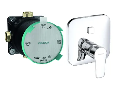 Produktbild von VIGOUR DERBY Unterputz 2-Wege Dusch- und Wannenbatterie mit inkl. Unterputz-Einbaukörper, chrom