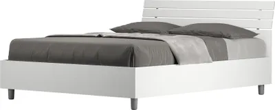 Produktbild von ITYHOME - Bett ohne Lattenrost 140x200 schräges Kopfteil mit Holzlatten Esche weiß Ankel
