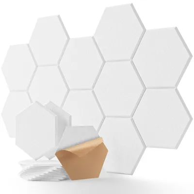Obrázok produktu pre Akustické panely v tvare hexagonu - 12 kusov - Samolepiace - 30x26x0,9 cm