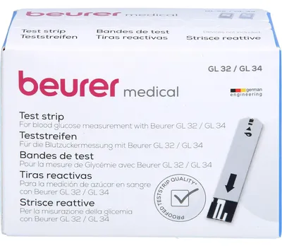 Produktbild von BEURER GL32/GL34/BGL60 Blutzucker-Teststreifen 50 St
