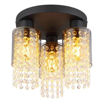 Obrázek produktu pro Globo Lighting stropní svítidlo kov černá mat, sklo kouřové, skleněné krystaly čiré, ø: 280mm, V: 260mm, bez 3x E27 40W 230V