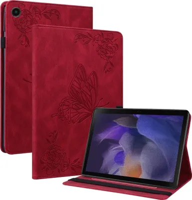 Produktbild von Samsung Galaxy Tab A11 Plus Hülle - Coverup Schmetterling & Blumen Klapphülle - Rot