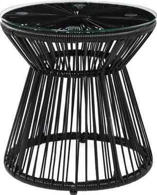 Immagine prodotto di Tavolino ausente Outsunny, tavolino rotondo da caffè con design a fusto cavo, struttura in metallo