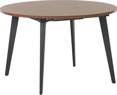 Produktbild von BELIANI Ausziehbarer Esstisch Dunkelbraun MDF mit Metallbeinen Schwarz 120/150x120cm Rund Esszimmer Modern