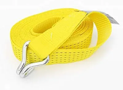 Produktbild von Spanngurt ohne Ratsche, 1-teilig, 7,6 m, 50 mm, 2500/5000 daN, mit Doppelspitzhaken, gelb
