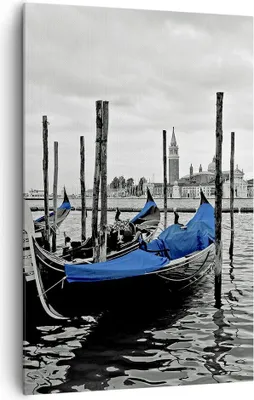 Produktbild von Bild auf Leinwand - Leinwandbild - Einteilig - Venedig Gondel Leuchtturm - 80x120cm - Wand Bild - Wanddeko - Wandbilder - Leinwanddruck - Wanddekoration - Leinwand bilder - Wandbild - PA80x120-0446