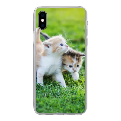 Produktbild von MuchoWow® Handyhülle Schutzhülle Hülle für iPhone Xs Kätzchen - Katze - Korb - Mädchen - Kinder - Jungen - Kinder Silikon Softcase Handy Hülle - Handytasche