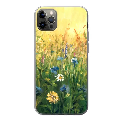 Produktbild von MuchoWow® Handyhülle Schutzhülle Hülle für iPhone 12 Pro Max Blumen - Aquarell - Sonne Silikon Softcase Handy Hülle - Hartschale