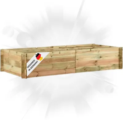 Produktbild von DELUKE® Hochbeet aus Kiefernholz FILIP | Grün, imprägniert | 197x100x40cm | Wetterfest | Gartenbeet Holz Kräuterbeet Blumenbeet Beet hoch Frühbeet für Garten Gemüsebeet