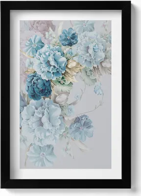 Produktbild von Ein Gemälde mit zarten Pfingstrosenblüten– Wandbild mit Rahmen – Gerahmtes Bild  – Wanddekoration – 20x30 cm – Schwarz