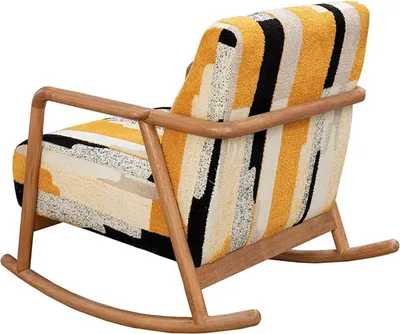 Zdjęcie produktu dla Designerski fotel bujany do salonu jednoosobowy Bunder jednoosobowy drewniany stelaż