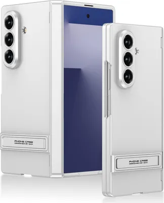 Produktbild von Hülle für Samsung Galaxy Z Fold 8 Ultra Magnetische Scharnierschutz Hartes Matt PC Schutzhülle mit Displayschutz und Ständer Silber