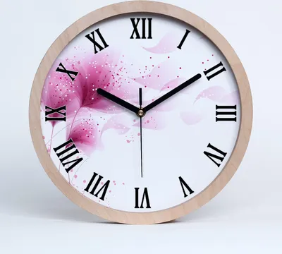 Produktbild von Holzuhr 25fi cm wanduhr - schwarze Spitzen - pinke Blume