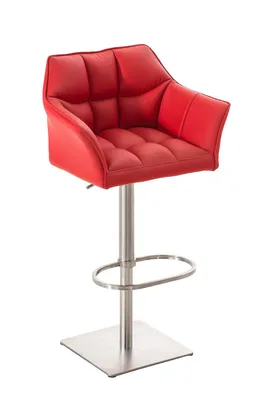 Produktbild von TPFLiving Barhocker Damaskus Gestell Edelstahl Kunstleder Rot