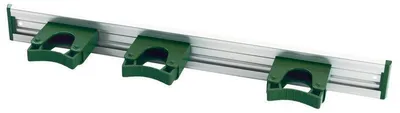 Produktbild von Alu-Geräteleiste,3 Stielhalter Ungen,510X55Mm, Grün