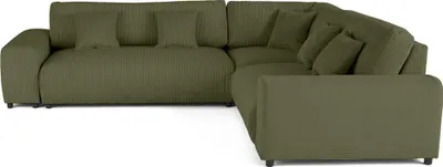 Image de Lisa Design Garance - canapé modulable d'angle droit - 5 places - en velours côtelé , Vert