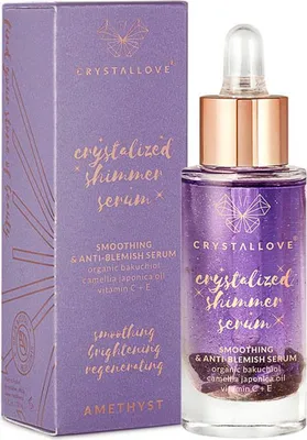 Produktbild von CRYSTALLOVE Amethyst Shimmer Serum - Gesichtsserum mit Amethyst und Bakuchiol