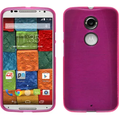 Produktbild von PhoneNatic Case kompatibel mit Motorola Moto X 2014 2. Gen. - pink Silikon Hülle brushed + 2 Schutzfolien