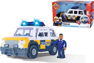 Obrázek produktu pro Policejní auto Sam 4x4 - s figurkou, světly, originálním zvukem, otevíracími dveřmi a kufrem