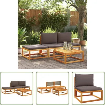 Produktbild von The Living Store 4-tlg. Garten-Sofagarnitur mit Kissen Massivholz Akazie