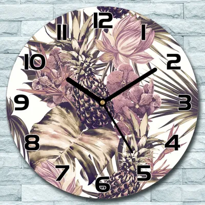 Produktbild von Wanduhr aus Glas Rund fi 30 Tropisch Abstrakt Quarz Deko Schlafzimmer Büro