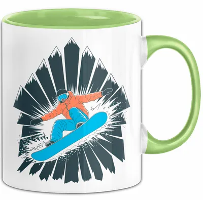 Produktbild von Snowboarder Tasse Geschenk Lustige Geschenkidee Spruch Für Berg Fahrer (Grün)