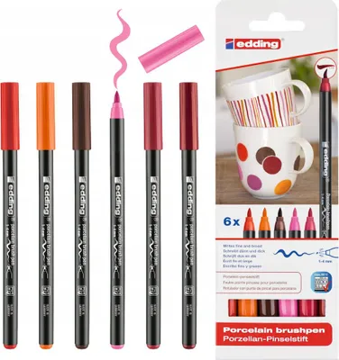 Produktbild von Edding 4200, Anthrazit, Bordeaux, Orange, Pink, Rot, Mehrfarbig, 6 Farben, Rund, 1 mm, 4 mm