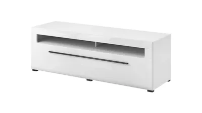 Zdjęcie produktu dla Szafka RTV TULSA Szerokość 160 cm Biały laminat / biały połysk Helvetia Meble 2497FJ40