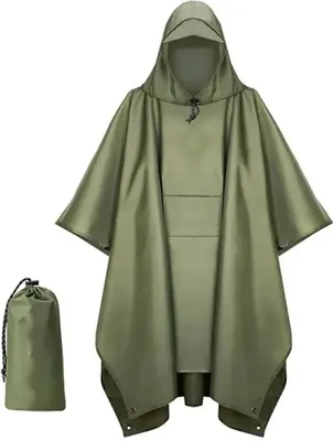 Produktbild von Regenponcho für Damen und Herren, wasserdicht, wiederverwendbar mit Tasche