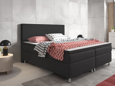 Inter Handels Boxspringbett Berlin 180x200 cm Webstoff Anthrazit Boxspring Optik