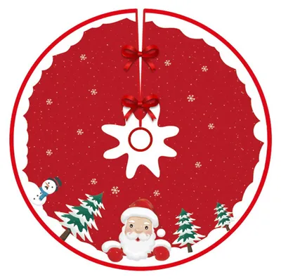 Weihnachtsbaumdecke, rot, Plüsch, Ø 90 cm, mit Weihnachtsmann-Motiv