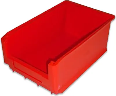 Produktbild von Rollcart Sichtlagerkasten in rot mit 23l Inhalt 500x320x200mm