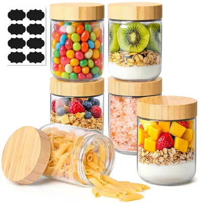 6er-Set Vorratsgläser 16 oz mit luftdichten Deckeln, Glas