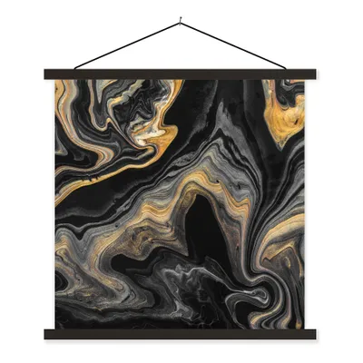 Produktbild von MuchoWow® Textilposter Marmor - Acryl - Gold - Luxus - Abstrakt 120x120 cm mit schwarzem Rahmen - Aufhängungsset