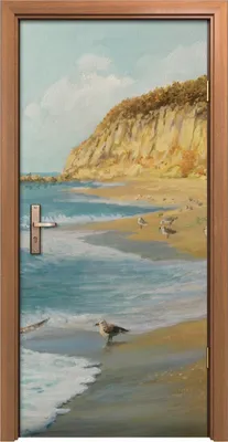 Produktbild von Türposter 90x200 cm Türaufkleber Türtapete Türfolie Klebefolie Kunst Das Gemälde der Strandmöwen