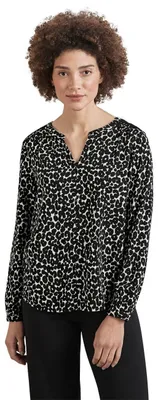 Produktbild von Street One Buttoned Tunic Blouse w lace Insert AOP, Black, 40