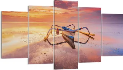 Produktbild von Bild auf Leinwand - Leinwandbild - 5 Teile - £ódŸ Westen Die Sonne - 160x85cm - Wand Bild - Wanddeko - Wandbilder - Leinwanddruck - Bilder - Wanddekoration - Leinwand bilder - Wandbild - EA160x85-4433