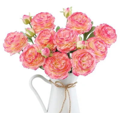 Image de Elzusha - Bouquet de fleurs artificielles, pivoines roses, idéal pour la décoration - 6 bouquets