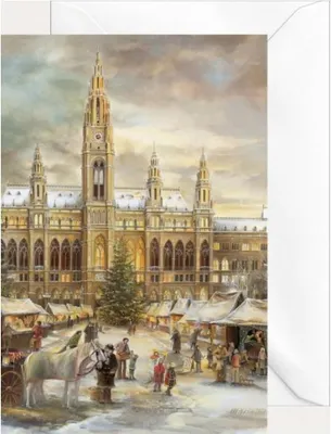Produktbild von Weihnachtsklappkarte mit Wiener Rathaus Motiv, 11,5x17 cm inkl. Umschlag